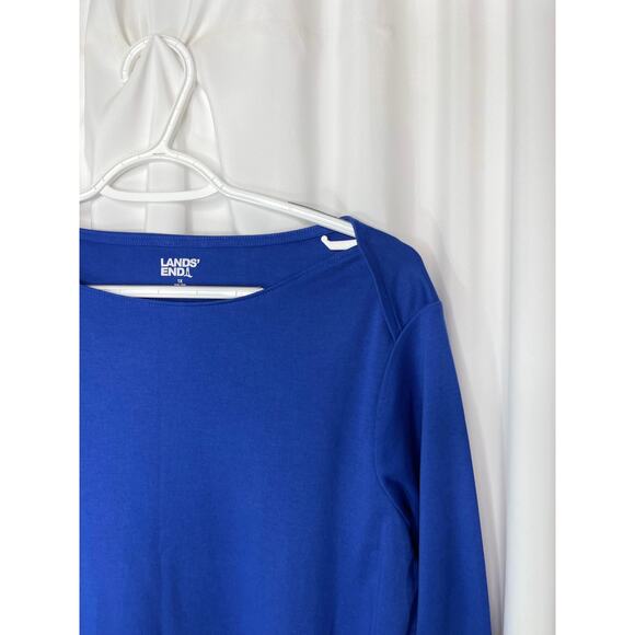 Lands' End knit blue t-shirt tee shirt women's 16 - 18 1x bright blue cotton bln - Picture 2 of 16